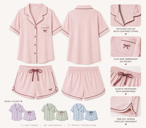 Conjunto de pijama personalizado para mujer, manga corta, con botones, ropa de dormir suave, conjunto de pantalones cortos para estar en casa. - Product Image 3