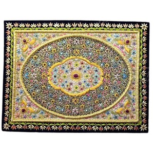Aqdus Saleem Rosewood Semi-Precious Stone Inlay Rectangular Traditional Wall Hanging Handcrafted Moradabad <b>Art</b> Mother's Day - Product Image 1