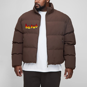High Quality Men's Casual Winter Jacket <b>Warm</b> Hooded Puffer Zipper Printed Logo Front Finished Worsted <b>Waterproof</b> Windproof Thick - Product Image 1
