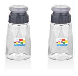 Reliance Plast Plastic Spice <b>Shakers</b> Set with Black Lid and White Dispenser Top for Kitchen Use - Product Image 2