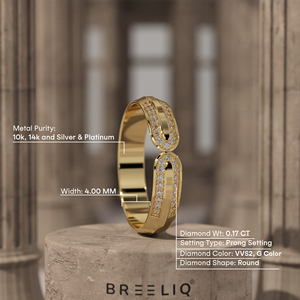 14K Solid Gold Lab Grown Diamond Double Loop Link Ring Modern Open Link Diamond Band Bold - Product Image 2