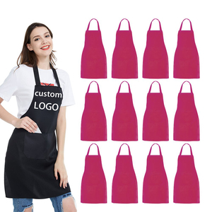 Tablier unisexe en coton noir tricoté avec poche et fermeture à bouton-pression pour restaurant et bar, bretelles réglables, uniforme pour le personnel de service - Product Image 2
