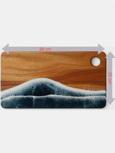 Tabla de charcutería de resina con diseño de olas oceánicas, tabla de servir queso de madera hecha a mano, bandeja de cocina estilo playa con epoxi, tabla de cortar de madera - Product Image 6