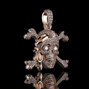 Collar con Colgante de Calavera Caribeña, Moissanita de Corte Brillante con Claridad VVS1 Certificada por GRA de 1.70ct, Collar de Calavera Gótica Hecho a Mano en Oro de 14K - Product Image 5