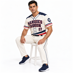 Maillot de baseball personnalisé unisexe, chemise boutonnée à manches courtes, nom imprimé, numéro, logo, uniforme d'équipe, grande taille, anti-humidité - Product Image 2