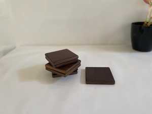 Teak Wood <b>Coasters</b>: Minimalist Walnut Finish Black <b>Drink</b> <b>Coasters</b> - Product Image 4