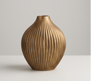 Jarrón Decorativo de Metal Dorado de Lujo, Moderno, con Textura Acanalada, para Flores, para Hogar, Oficina, Vestíbulo, Diseño de Interiores - Product Image 5
