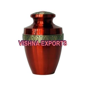 โกศทองเหลืองสีแดงทับทิมสำหรับงานศพผู้ใหญ่โกศสำหรับโอกาสที่ระลึกวัสดุโลหะสำหรับเก็บขี้เถ้า - Product Image 1