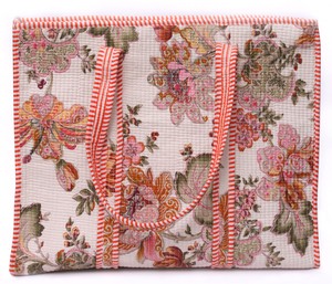 Floral Cotton Quilted Tote Bag Handmade Indian Block Print Shoulder Bag Lightweight Travel Tote bag - Product Image 3
