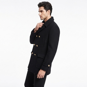 Male <b>Wool</b> Blended <b>Pea</b> Outdoor Windproof Jacket Warm Anti-Wrinkle Regular Length Cold Buttons <b>Coat</b> Jackets - Product Image 3