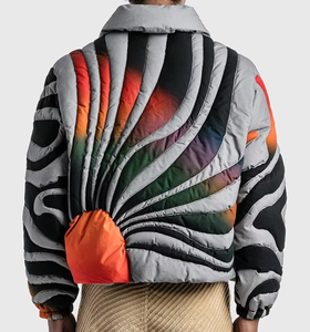Men Oversized Sunset Puffer <b>Jacket</b> <b>Duck</b> <b>Down</b> Quilted Bomber Multicolor Streetwear Winter <b>Jacket</b> OEM Custom - Product Image 4