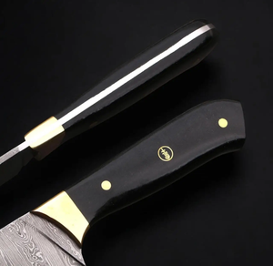 Ensemble de couteaux en acier Damas faits à la main de qualité supérieure, couverts de chef professionnels, manche en bois, collection de cuisine, fabricant OEM - Product Image 2