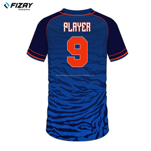 FIZAY ENTERPRISES ชุดกีฬาคุณภาพสูง ระบายอากาศได้ดี ผลิตตามสั่ง เสื้อแขนครึ่งสีน้ำเงิน ชุดยูนิฟอร์มเบสบอลซอฟต์บอล ไซส์ใหญ่ - Product Image 4