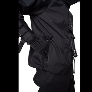 Veste imperméable à capuche pour homme, noire, coupe ample, avec poches, pour l'hiver et les activités de plein air - Product Image 6