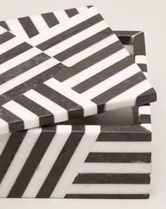 Luxury Handmade Black and White Geometric Resin Jewelry <b>Box</b> Decorative Square Keepsake Storage <b>Box</b> Custom <b>Trinket</b> Organizer - Product Image 2
