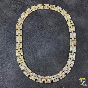 Wholesale <b>Iced</b> <b>Out</b> Miami Cuban Link <b>Chain</b> Hip Hop Style Bling Moissanite Diamond in 925 Sterling Silver Jewelry for Men - Product Image 2