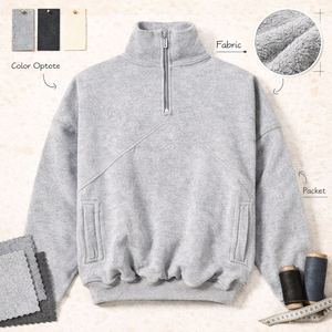 Pull-over court à col zippé pour homme, personnalisé OEM, en coton 100% respirant, lavage enzymatique, imperméable, séchage rapide, pour fitness et gym - Product Image 6