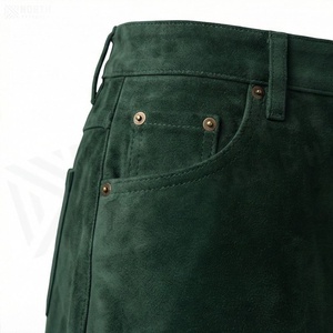 Women High Waist Wrap <b>Mini</b> Skirt Solid Green Denim Soft Button Front Design All Seasons Style - Product Image 6