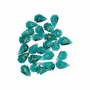 High quality aqua arrowhead rune set Crystal Rune Wicca Energy natural <b>stone</b> for Divination and Intuition Meditation Protection - Product Image 1