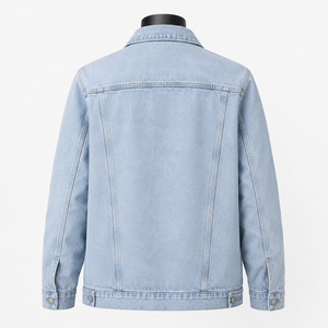 Chaqueta de Mezclilla Azul Claro Lavada Personalizada para Hombre, Chaqueta Vaquera Clásica Estilo Trucker, Ropa Casual Urbana, Fabricante OEM ODM - Product Image 2