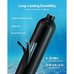 Bombola Subacquea Portatile da 1L, Mini Serbatoio Riutilizzabile per Respirazione Subacquea, 20 Minuti di Immersione, Alta Efficienza - Product Image 3
