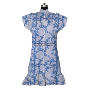 Haut à manches courtes en coton imprimé bohème pour femme, chemise légère d'été, haut décontracté d'inspiration hippie-bohème - Product Image 4