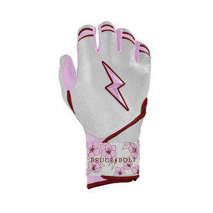 ถุงมือตีเบสบอล Bruce Bolt สีชมพูขาว ลายสายฟ้า พร้อมปลายแขนลายดอกไม้ สำหรับฝึกซ้อม ถุงมือเบสบอลสำหรับผู้ใหญ่ทุกเพศ ราคาประหยัด - Product Image 3