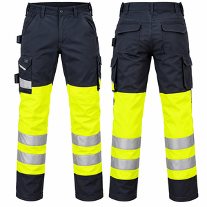 Pantalones de Trabajo de Alta Visibilidad para Hombre con Franjas Reflectantes, Pantalones de Seguridad con Bolsillos Laterales para Construcción y Minería - Product Image 1