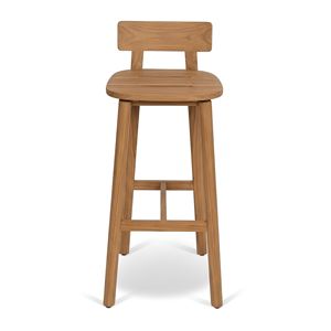 Silla de Bar Moderna de Madera de Teca Sólida de Grado Comercial con Respaldo Bajo para Proyectos de Hoteles, Resorts y Restaurantes de Lujo, Fábrica en Indonesia - Product Image 2