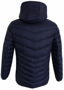 Hooded Puffer <b>Jacket</b> Men's Winter Windproof Casual <b>Zipper</b> Closure Polyester Wadding Solid Color Slim Fit Outerwear - Product Image 6