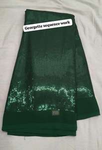 Party Wear Heavy <b>Red</b> Georgette Fabric With All Over Dense Sequence Embroidery For Designer Sarees, Gowns And <b>Lehengas</b> By Fabric - Product Image 4