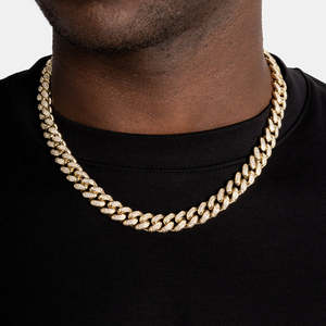 Cadena Cubana de Moissanita VVS de 12MM, Chapada en Oro Amarillo sobre Plata de Ley 925, Joyería Hip Hop - Product Image 3