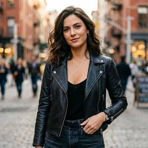 Women's Genuine <b>Sheep</b> <b>Skin</b> Leather Breathable Plaid Pattern Bomber <b>Jacket</b> Winter Streetwear Biker Style Moto <b>Jacket</b> - Product Image 4