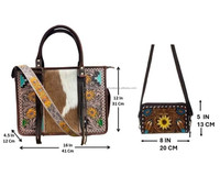 Tas Jinjing Kulit Sapi Asli Buatan Tangan untuk Menyembunyikan Senjata Api & Dompet Organizer Selempang Kulit Asli Buatan Tangan 2-in-1 untuk Wanita