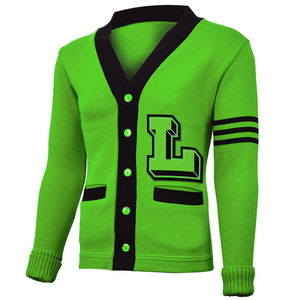 Cardigan tricoté pour homme violet avec broderie lettre L, fermeture boutonnée sur le devant, pull d'automne - Product Image 4