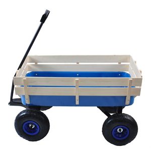 Chariot tout-terrain d'extérieur avec pneus gonflables, chariot de jardin avec barrière en bois, chariot à main et chariot à roulettes - Product Image 3