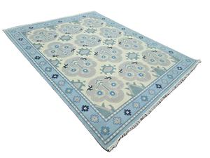 Tapis en laine moderne fait à la main de haute qualité bleu blanc tapis de Style persan 6x9 et 8x10 tailles pour la maison Orientaux tricotés à la main - Product Image 3