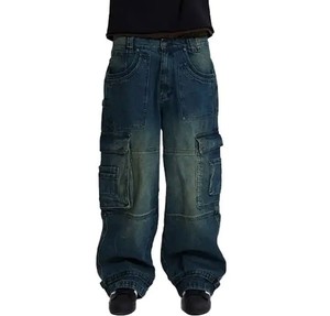 Custom Wholesale Oxford <b>Elastic</b> Waist Lightweight Breathable High Street Straight <b>Jean</b> Loose Baggy Street Denim Pants - Product Image 6
