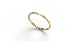 Anillo de Diamantes Baguette de Oro de 18K de Lujo, Anillo de Eternidad Completo, Anillo de Boda Estilo East West, Anillo Apilable con Engaste de Barra, Joyería Fina para Mujer - Product Image 2