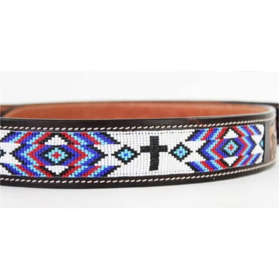 Top Quality Western Leather Beaded Belt Handtooled men women unisex at best price