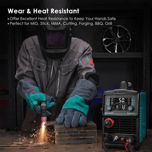 Nouvelles gants de soudure en cuir de vachette pleine fleur, résistants, pour travaux lourds, protection, lutte contre les incendies, barbecue, durables - Product Image 2