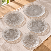 Assiette à dîner en verre pressé personnalisée de 10,6 pouces, 36 motifs disponibles, plat rond pour servir des desserts pour les mariages et la restauration