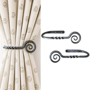 Sujetadores de Cortinas Esféricos de Metal Antiguos con Acabado Negro, Diseño de Madera de Estilo Tradicional para Decoración de Ventanas - Product Image 5