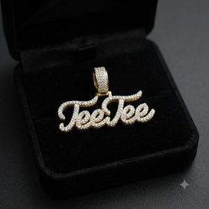 925 <b>Silver</b> Rhodium Plated Natural Diamond Iced <b>Initial</b> Script Cursive Nameplate Pendants Custom Letters Charms Gift Party - Product Image 5