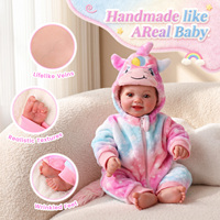 Poupées réalistes Babeside Sunny de 17 pouces, poupées reborn pour filles, nouveau-né réaliste, corps en vinyle et tissu, tenue licorne colorée, vente en gros
