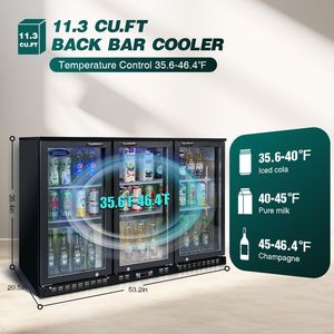 Refrigerador Comercial ORIKOOL con Barra de Exhibición, Refrigerador de Bebidas de 53 Pulgadas con 3 Puertas de Vidrio, Capacidad para 480 Latas, para Almacenamiento de Cerveza y Vino - Product Image 4