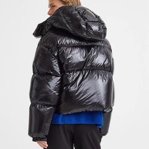 Hot Selling Women's Button Zipper Hooded <b>Cropped</b> Short Bubble <b>Puffer</b> <b>Jacket</b> 100% Polyester Lightweight Winter/Autumn Quilted - Product Image 2
