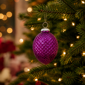 Ornement de Noël en verre rose Vinita Impex VI-70 |   Décoration Murale Faite à la Main Moderne Texturée en Forme de Pomme de Pin Colorée et Gaufrée pour la Maison - Product Image 3