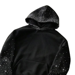 Sweat-shirt noir personnalisé Glory avec strass, 100% coton, tissu doux et respirant, nouveau design tendance en gros pour unisexe - Product Image 5