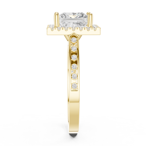 Bague de fiançailles, de mariage et d'anniversaire Aries Jewel Classic en or massif 14 carats avec halo de diamants, certifiée IGI, 2 carats, E VS1, diamant de laboratoire taille princesse - Product Image 3